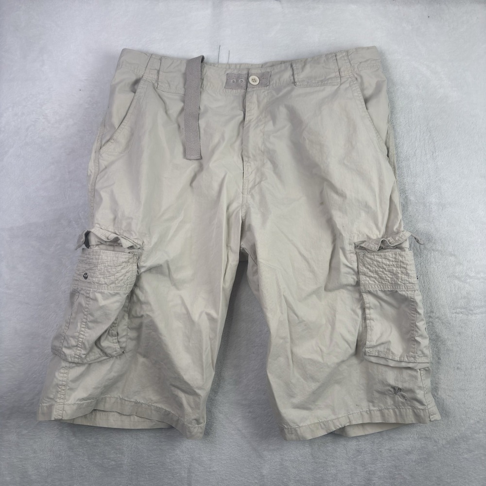 Kani Gold Beige Khaki Cargo Shorts Distressed Men's Size 36" Waist